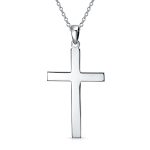 Religious Cross Pendant Necklace Sterling Silver Men