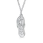 Tropical Nautical CZ Flip Flop Sandal Pendant Necklace 14K Gold Plated Silver - Image 4
