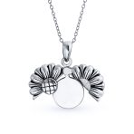 Sunflower Open Locket Pendant Necklace .925 Sterling Silver