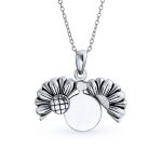 Sunflower Open Locket Pendant Necklace .925 Sterling Silver