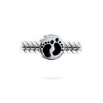 New Mother Family Tiny Feet Foot Prints Charm Bead .925 Sterling Silver Fits European Bracelet - Image 2