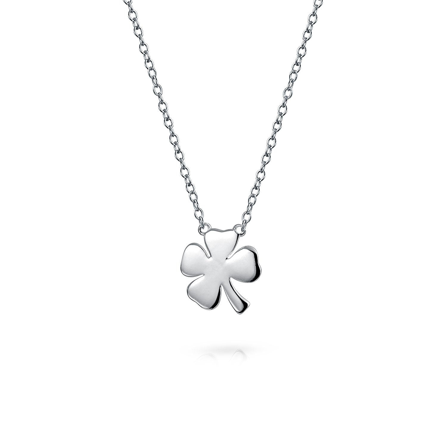 silver-four-leaf-clover-necklace_pfs-15-0795s-az Celtic Shamrock Good Luck Charm Clover Pendant Necklace 14K Gold Plated Silver - Image 1