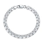 Solid Heavy Fancy Box Franco Link Chain Bracelet .925 Sterling Silver 8 Inch