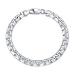 Solid Heavy Fancy Box Franco Link Chain Bracelet .925 Sterling Silver 8 Inch