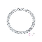 Solid Heavy Fancy Box Franco Link Chain Bracelet .925 Sterling Silver 8 Inch - Image 4