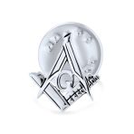 Freemasons Masonic Compass Brooche Pin Men Sterling Silver - Image 2