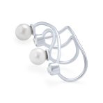 Geometric Spiral Wire Crystal Pearl Ear Cuff Cartilage Wrap Helix Earring Silver - Image 2