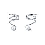 14K Gold Plated Ear Cuff Cartilage Freshwater Pearl Spiral