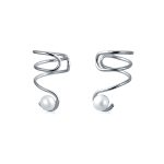 14K Gold Plated Ear Cuff Cartilage Freshwater Pearl Spiral