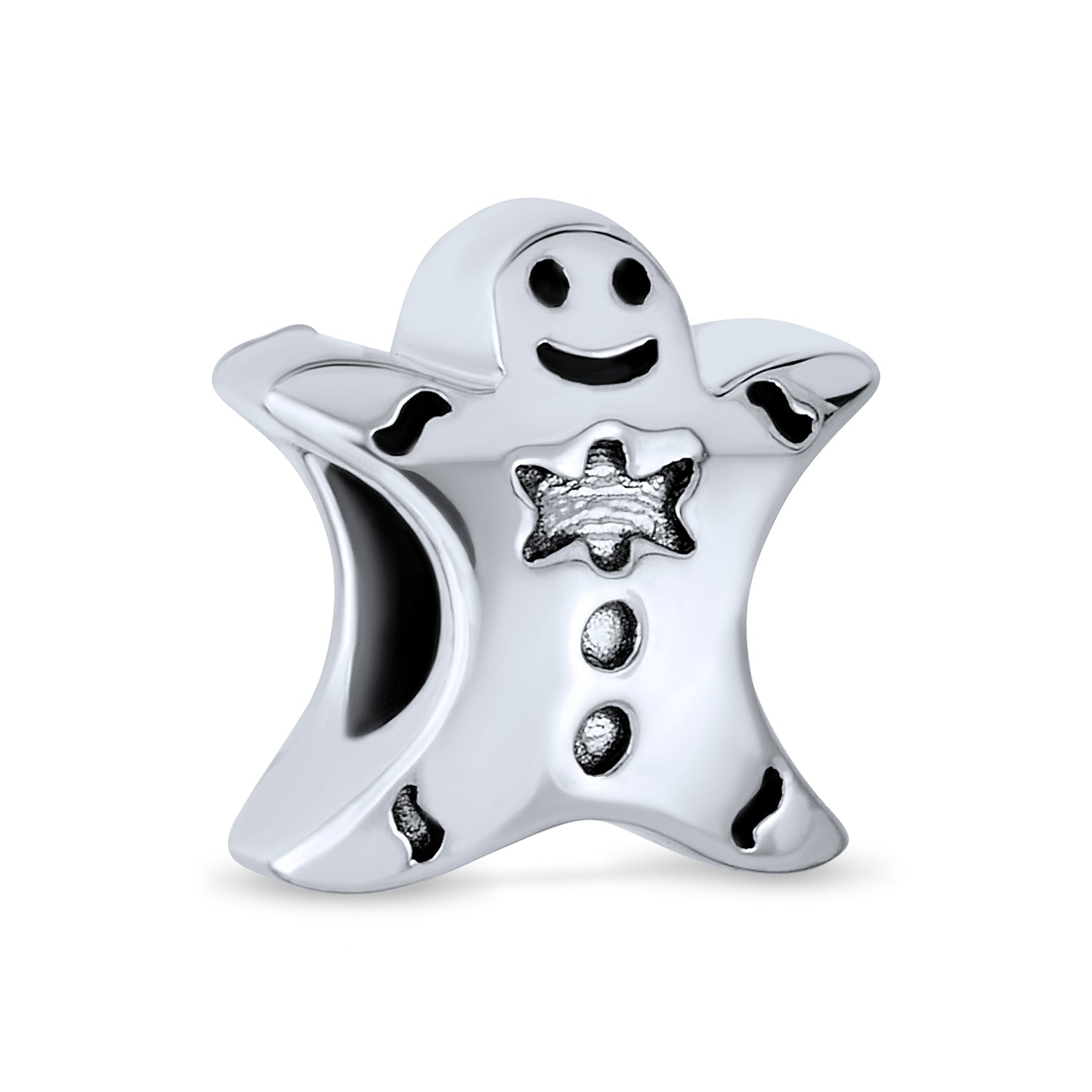 silver-gingerbread-charm-bead-christmas-pbx-hs-543-d_1 Christmas Charm Bead Gingerbread Man Bow Tie Sterling Silver for Bracelet - Image 1
