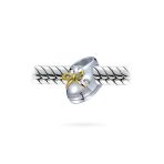 Two Tone Baby Shoe Charm Bead 14K Gold Plated Silver for European Bracelet - Image 2
