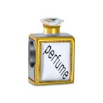 Crystal Bead Charm Two Tone Gold Plated Perfume Bottle for European Bracelet