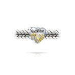 Heart Shaped God Mother Charm Bead 14K Gold Plated Sterling Silver for Bracelet - Image 2