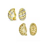 Set of 2 Twist Shrimp Half Hoop Clip-On Earrings Gold Silver