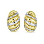 Set of 2 Twist Shrimp Half Hoop Clip-On Earrings Gold Silver - Image 2