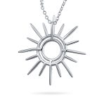 Summer Flaming Sunshine Starburst Micro Pave CZ Pendant Necklace Gold Plated - Image 2