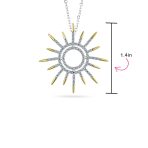 Summer Flaming Sunshine Starburst Micro Pave CZ Pendant Necklace Gold Plated - Image 4