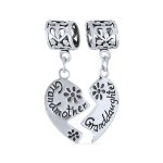 Puzzle Split Heart Grandmother Granddaughter Dangle Charm Bead Sterling Silver Fit European Bracelet