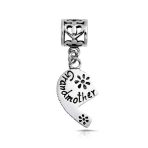 Puzzle Split Heart Grandmother Granddaughter Dangle Charm Bead Sterling Silver Fit European Bracelet - Image 3