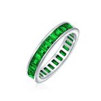 Cubic Zirconia Cocktail Statement Ring: Emerald Cut Baguette CZ Eternity Band - Image 3