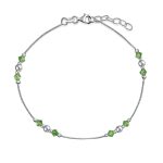 Lime Green Crystal Bead Anklet Ankle Bracelet Sterling Silver 9-10"
