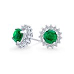 CZ Halo Earring Jackets Enhancer for Studs Gold Plated Sterling Silver - Image 5