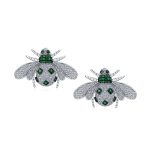 Art Deco Style Micro Pave Green Cubic Zirconia Insect Queen Bee Stud Earrings .925 Sterling Silver - Image 2