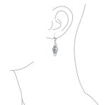 Bridal Crystal Simulated Pearl Dangle Earrings Pink Grey - Image 6