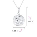 Religious Guardian Angel Cherub Pendant Necklace Silver Round Disc Medal - Image 3