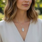 Yoga Filigree Hamsa Pendant Necklace in Sterling Silver - Hand of God Amulet - Image 3