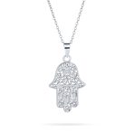 Yoga Filigree Hamsa Pendant Necklace in Sterling Silver - Hand of God Amulet - Image 2
