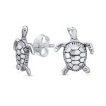 Hawaiian Sea Tortoise Beach Turtle Stud Earrings in Sterling Silver