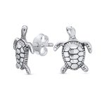 Unisex Nautical Gemstone Jade Sea Turtle Pendant Necklace in Sterling Silver - Image 5
