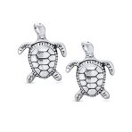 Set of 2 Hawaiian Sea Tortoise Turtle Dolphins Stud Earrings Sterling Silver - Image 2