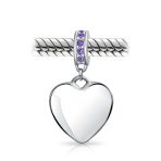 Initial Monogram Crystal Heart Dangle Charm Bead Sterling Silver Birthstone - Image 8
