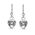 BFF Celtic Infinity Knot Heart Dangle Earrings Fish Hook - Image 2
