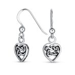 BFF Celtic Infinity Knot Heart Dangle Earrings Fish Hook