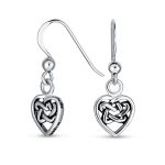 BFF Celtic Infinity Knot Heart Dangle Earrings Fish Hook
