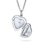Vintage Floral Rose Heart Locket Necklace Pendant Silver - Image 2