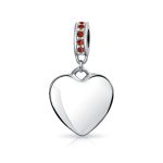 Initial Monogram Crystal Heart Dangle Charm Bead Sterling Silver Birthstone