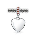 Initial Monogram Crystal Heart Dangle Charm Bead Sterling Silver Birthstone - Image 7