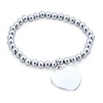 Set of 2 Medical ID Bracelet Teddy Bear & Heart Charm Silver Tone Beads - Image 4