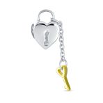 Heart Shape Lock & Key Charm Bead Gold Plated .925 Sterling Silver For Bracelet - Image 2