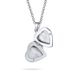 Delicate Heart Shaped Locket Necklace for Teens - Holds Photos Silver Pendant - Image 2