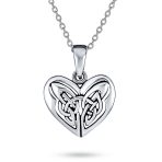 Butterfly Heart Pendant Necklace Celtic Triquetra Love Knot Oxidized .925 Sterling Silver