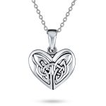 Butterfly Heart Pendant Necklace Celtic Triquetra Love Knot Oxidized .925 Sterling Silver