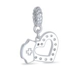 Heart Shape RN Cap Nurse Dangle Bead Charm For Charm Bracelet .925 Sterling Silver - Image 2
