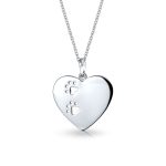 Paw Print Heart Shape Pendant Necklace Animal Lover Pet Dog Cat .925 Sterling Silver
