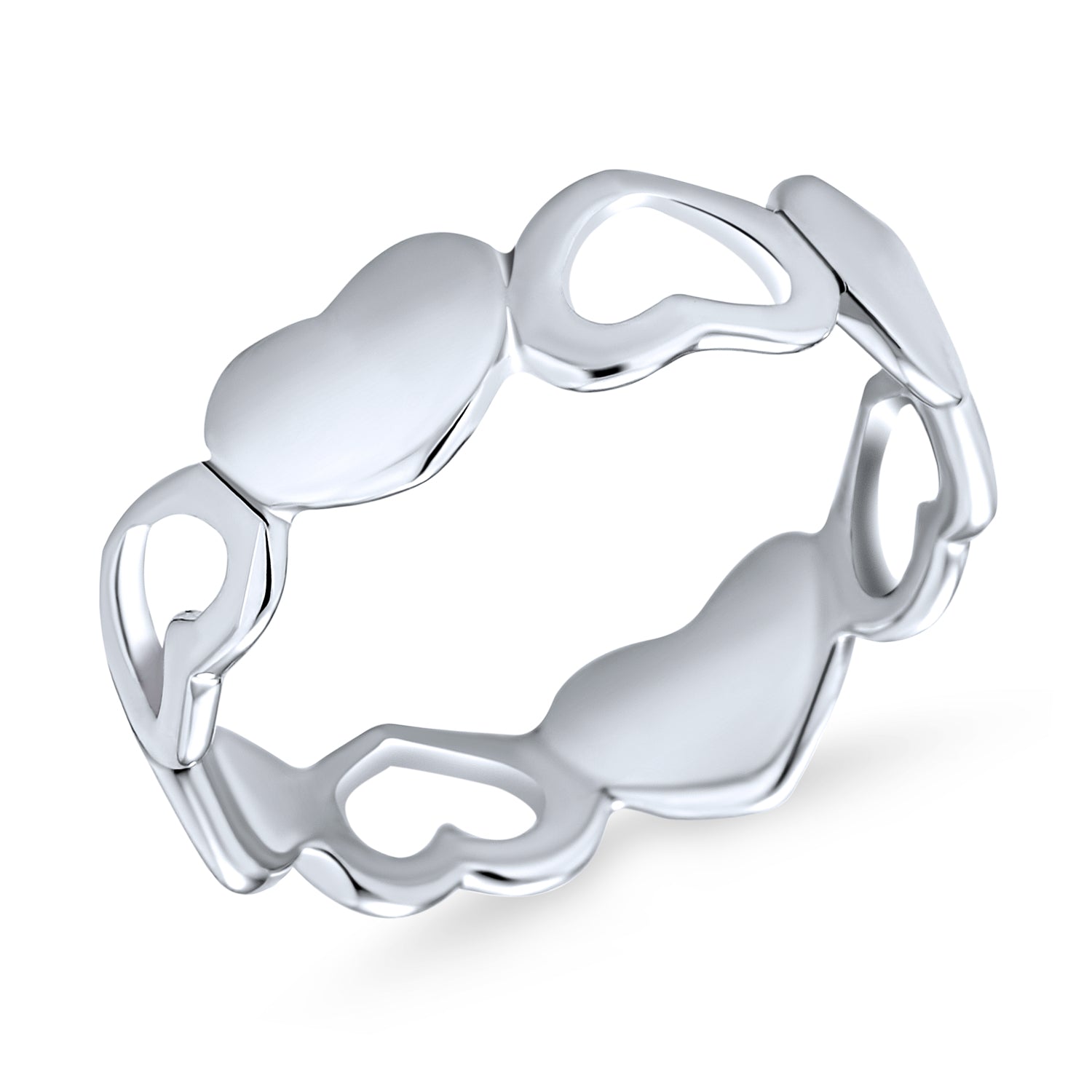 silver-heart-ring-alternating-open-pmr-r12153xbl_1 Silver Ring: BFF Friendship Open Heart Eternity Band Promise Ring in Sterling - Image 1