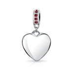 Initial Monogram Crystal Heart Dangle Charm Bead Sterling Silver Birthstone - Image 5